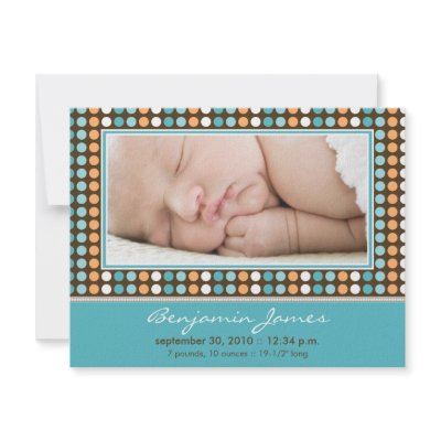 Colourful Candy Dots Birth Announcement (aqua) by BeezKneez