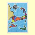 Colourful Cape Cod Map kitchen towels