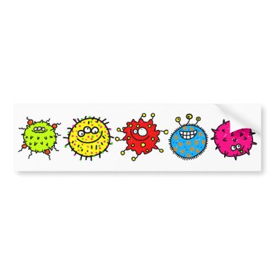 Colourful Cartoon Germs Bumper Stickers by prawny