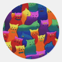 Colourful Cats Round Sticker