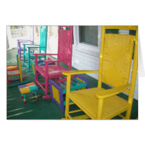 colourful chairs on a porch greeting cards