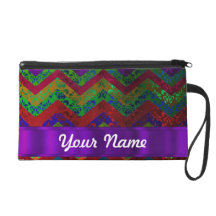 Colourful chevron damask pattern wristlet clutch