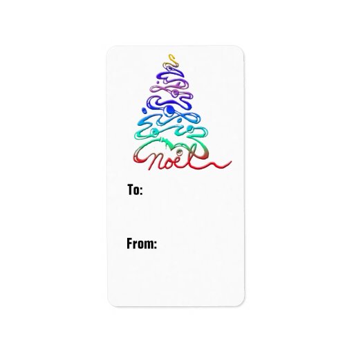 Colourful Christmas Tree Gift Label