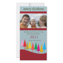 Colourful Christmas Trees - holiday photocards Picture Card
