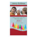 Colourful Christmas Trees - holiday photocards Picture Card