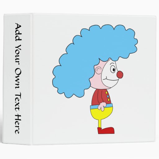 Colourful Clown Cartoon. Blue Hair. 3 Ring Binder