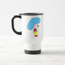 Colourful Clown Cartoon. Blue Hair. Mug