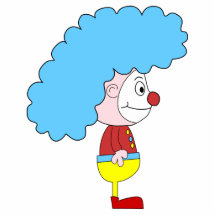 Colourful Clown Cartoon. Blue Hair. Acrylic Cut Outs