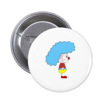 Colourful Clown Cartoon. Blue Hair. Pins