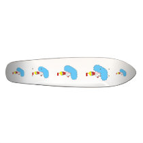 Colourful Clown Cartoon. Blue Hair. Skate Board Deck