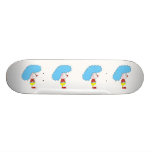 Colourful Clown Cartoon. Blue Hair. Custom Skateboard