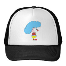 Colourful Clown Cartoon. Blue Hair. Trucker Hats