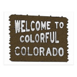 Colourful Colorado welcome sign greeting postcard