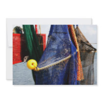 Colourful crabbing fishing nets and floats, florid