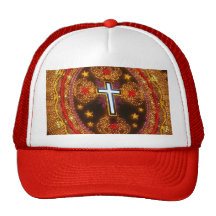 Colourful cross of lights hat