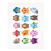 Colourful cute owls custom letterhead