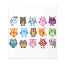 Colourful cute owls memo pads