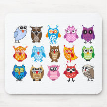 Colourful cute owls mousepads