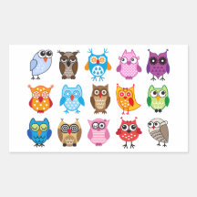 Colourful cute owls sticker