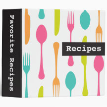 Colourful cutlery modern recipes binder / organize