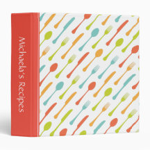 Colourful cutlery personalized recipe book binders