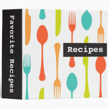 Colourful cutlery retro recipes binder / organizer