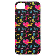 Colourful Dachshund Heart Print iPhone 5 Cases
