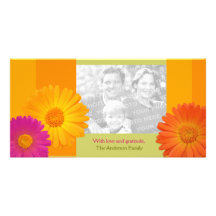 Colourful Daisy Flowers personalized photo card