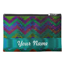 Colourful damask chevron travel accessories bags