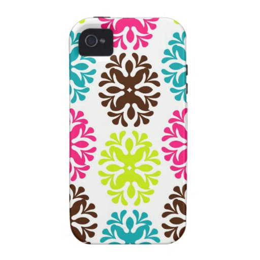 Colourful damask floral girly cute flower pattern vibe iPhone 4 cover