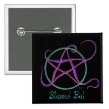 Colourful Dancing Pentacle Pinback Buttons