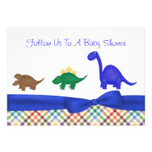Colourful Dinosaur Baby Shower Invitation