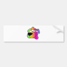 Colourful dog head bumper sticker