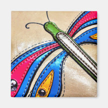 Colourful Dragonfly Design Refrigerator Magnet