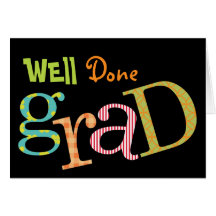 Colourful excitement well done grad congratulation cards