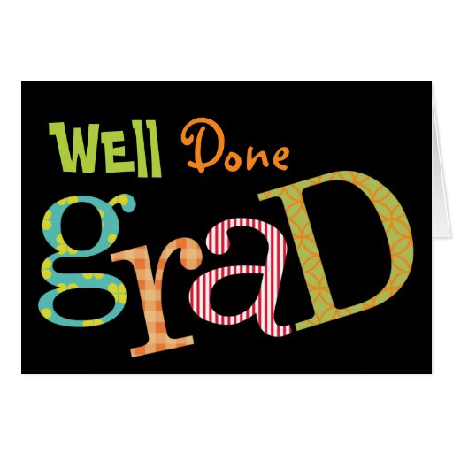 Colourful excitement well done grad congratulation cards