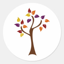Colourful Fall Tree Round Stickers