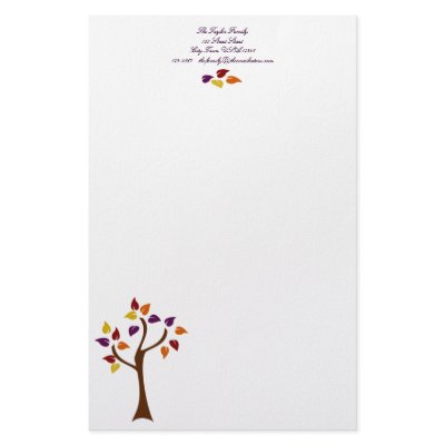 Colourful Fall Tree Personalized Stationery by trennea