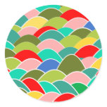 Colourful Fish Scale Pattern Round Stickers