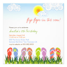 Colourful Flip Flops Fun In The Sun Birthday Invit