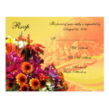 Colourful Floral Bouquet Orange/Yellow Design Post Cards