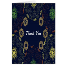 Colourful Floral Damask Pattern Thank You Cards