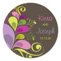 Colourful Floral Deco Leaves Gift Label Sticker
