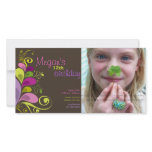 Colourful Floral Leaves Birthday Invite Photo Card photo cards