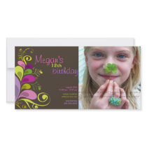 Colourful Floral Leaves Birthday Invite Photo Card