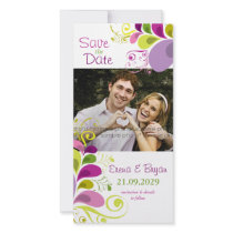 Colourful Floral Leaves Save The Date Photo Card