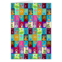 Colourful Floral Mosaic Blank Card