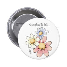 Colourful Flowers Grandmother Button