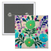 Colourful Flowers Pattern Buttons