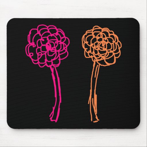 Colourful flowers. Pink and Orange. Mouse Pad